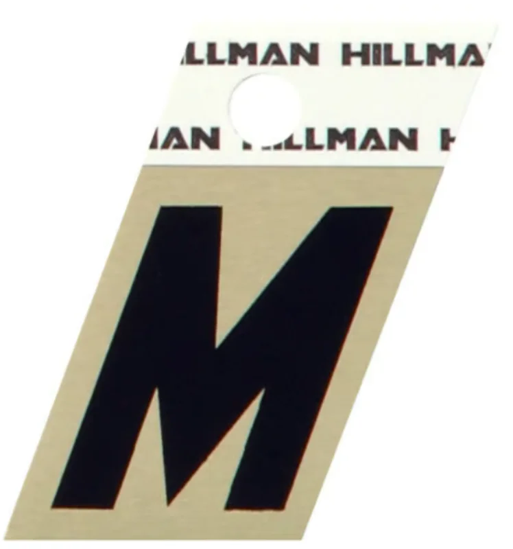 Hillman Adhesive Angle-Cut Letter M Black and Gold (1-1/2")