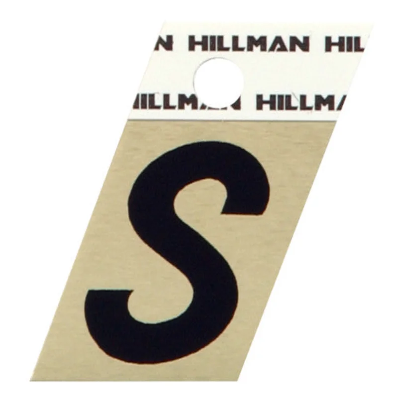 Hillman Adhesive Angle-Cut Letter S Black and Gold