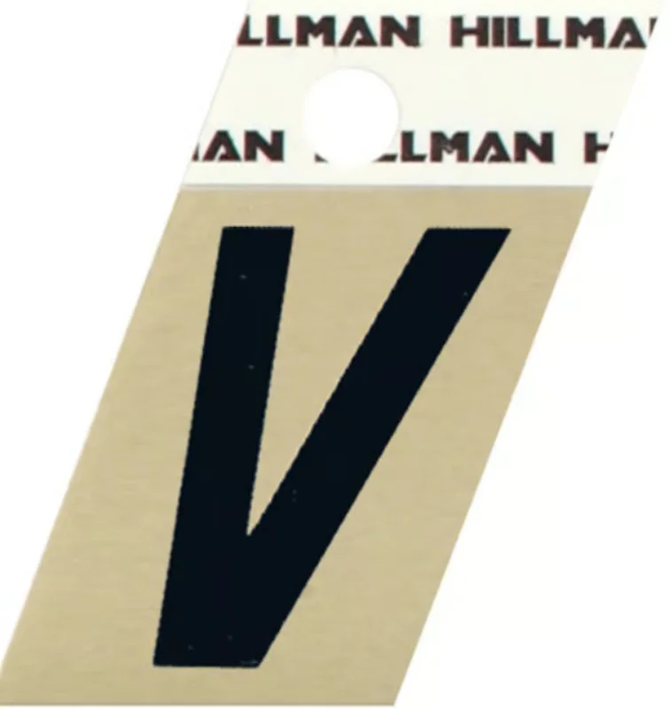Hillman Adhesive Angle-Cut Letter V Black and Gold (1-1/2")