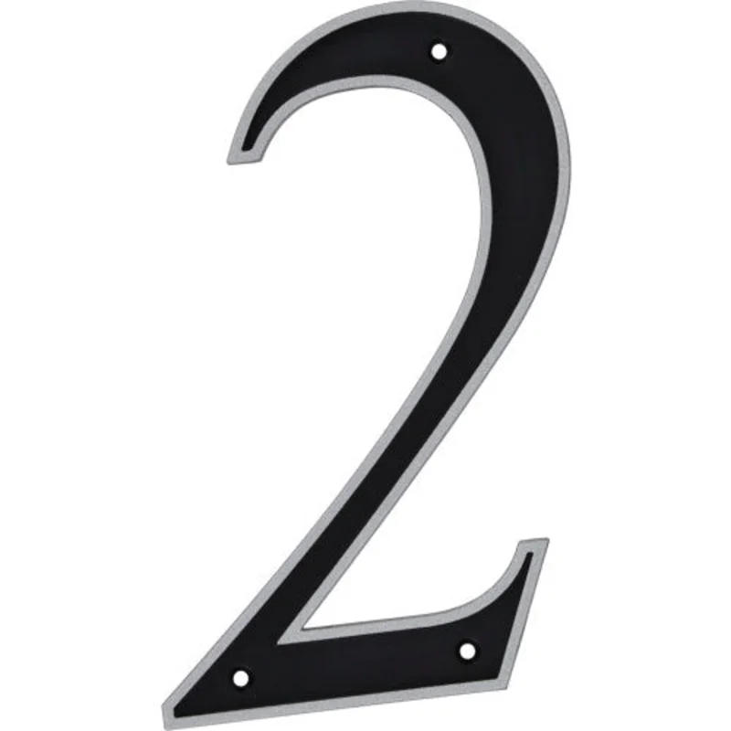 Hillman Black & Silver Reflective Plastic House Number 2