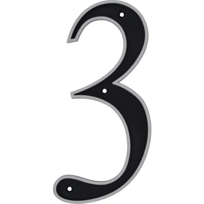 Hillman Black & Silver Reflective Plastic House Number 3
