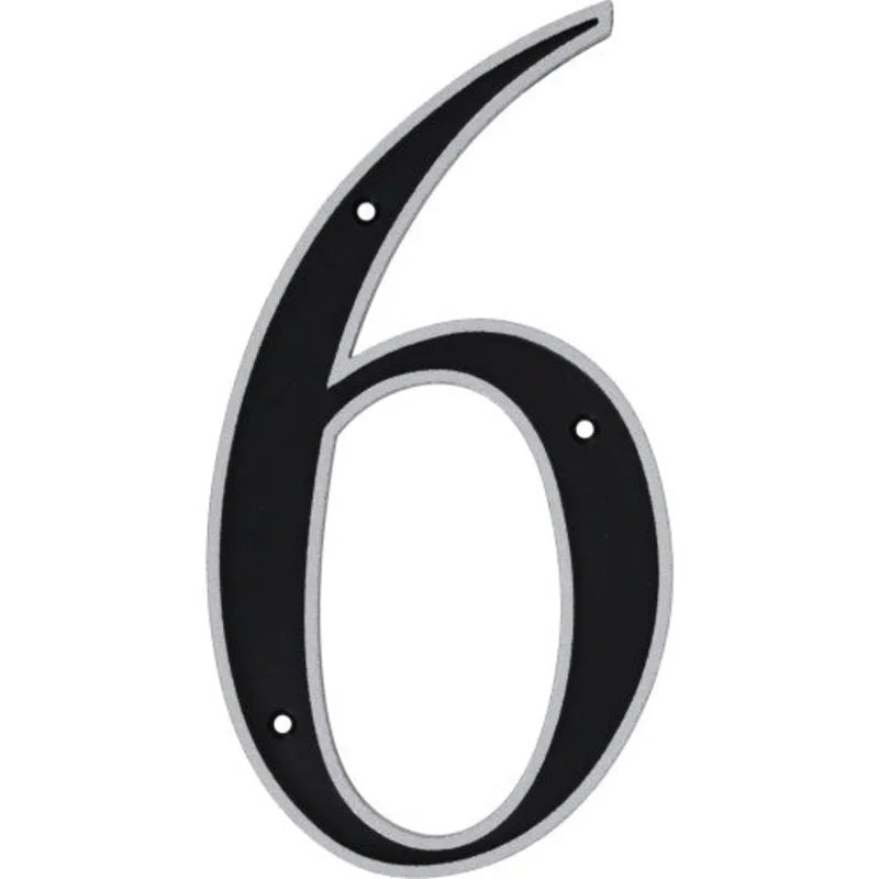 Hillman Black & Silver Reflective Plastic House Number 6