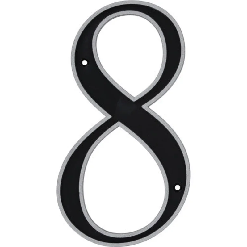 Hillman Black & Silver Reflective Plastic House Number 8
