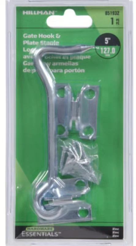 Hillman Hardware Essentials Gate Hook Latch with Plate Zinc (5")