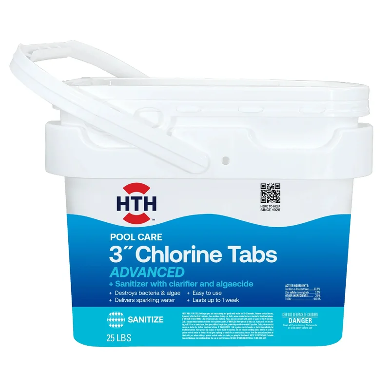 HTH Pool Care 3" Chlorine Tabs Advanced 25 Lbs