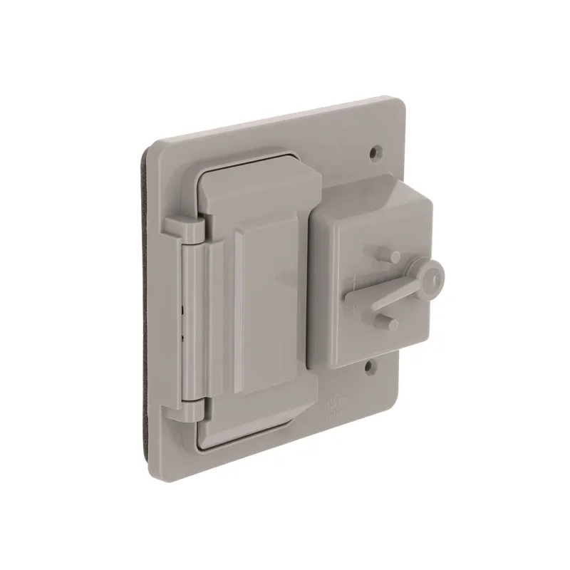 Hubbell 2-Gang Weatherproof Cover, Plastic, Toggle/GFCI, Gray Gray
