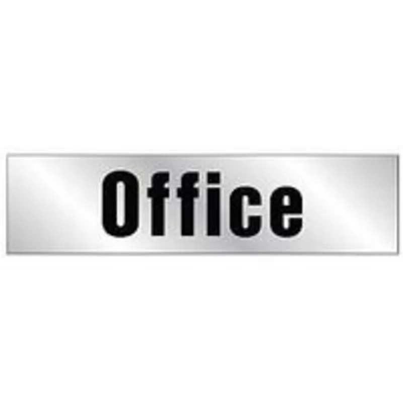 Hy-Ko Sign, Office, Silver Background, Vinyl, 2 in.
