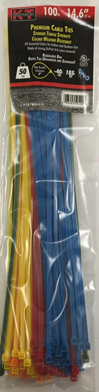 K-T Industries 14.6" Assorted Color Std. Duty, 100/Pk