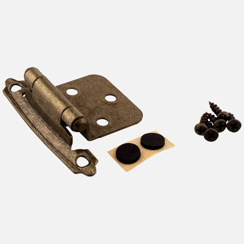 Kasaware Self-closing Overlay Hinge, 2-pack Brushed Brass Finish Brushed Brass Finish