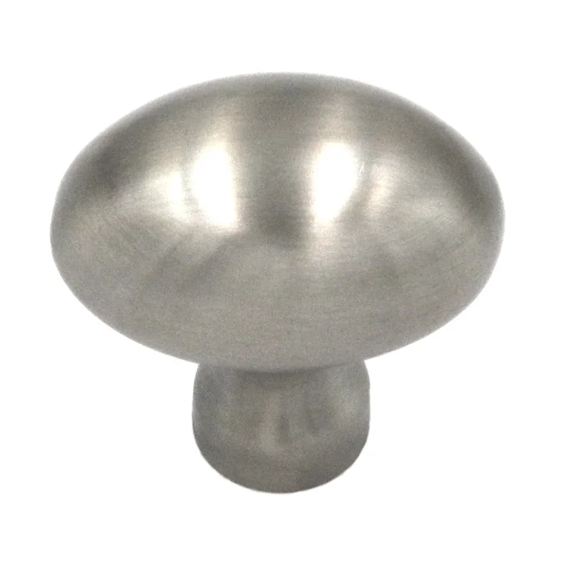 Keeler Power & Beauty Satin Nickel Oval Smooth 1 3/8" Solid Brass Cabinet Knob P9176-15