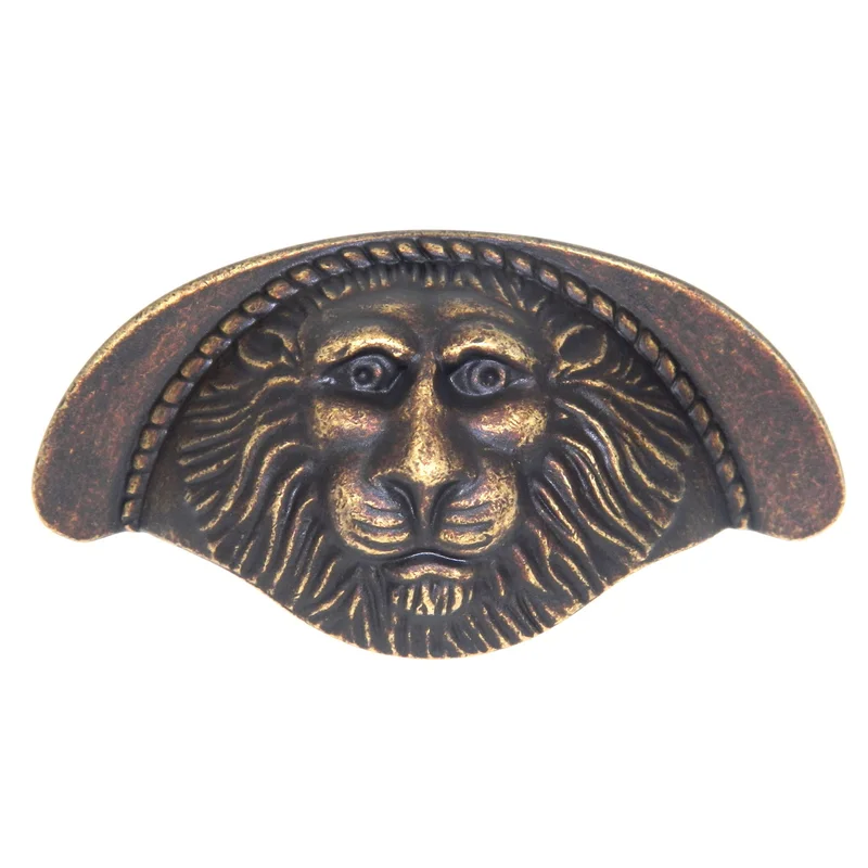 Keeler Richelieu Asheville Antique 3"cc Lion Head Cabinet Cup Pull Solid Brass F1013
