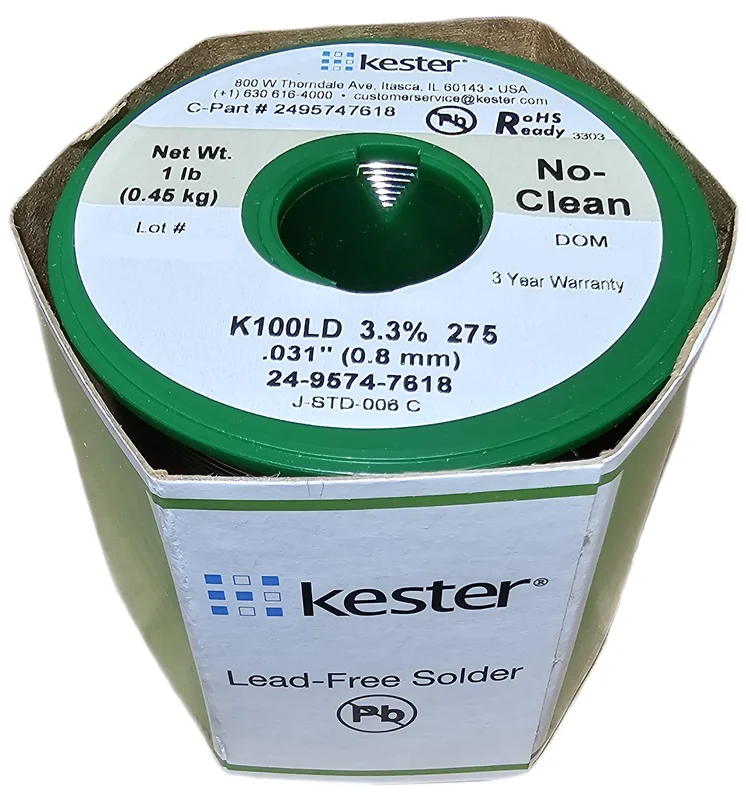 Kester443-845 24-9574-7618 K100Ld Lead-Free No Clean Wire Solder.031" Diameter-Low Cost Alloy