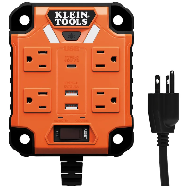 KLEIN 29601 PowerBox 1, Magnetic Mounted Power Strip with Integrated LED Lights