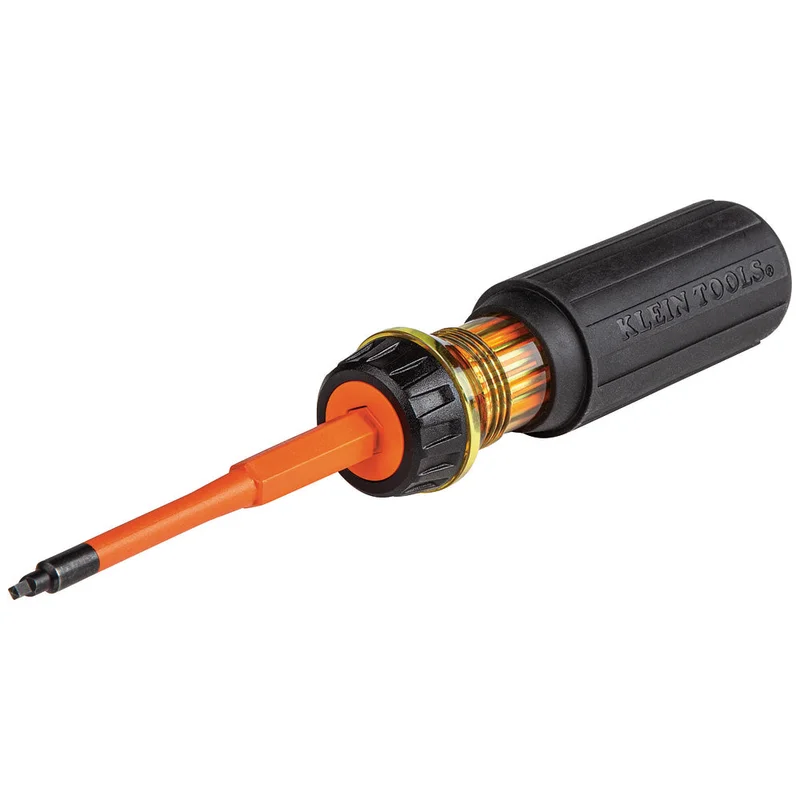 KLEIN 32287 Flip-Blade Insulated Screwdriver, 2-in-1, Square Bit #1 and #2