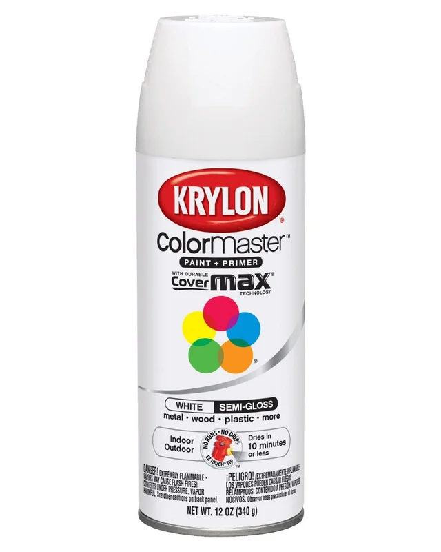 Krylon ColorMaster Paint + Primer Spray Paint Semi-Gloss White