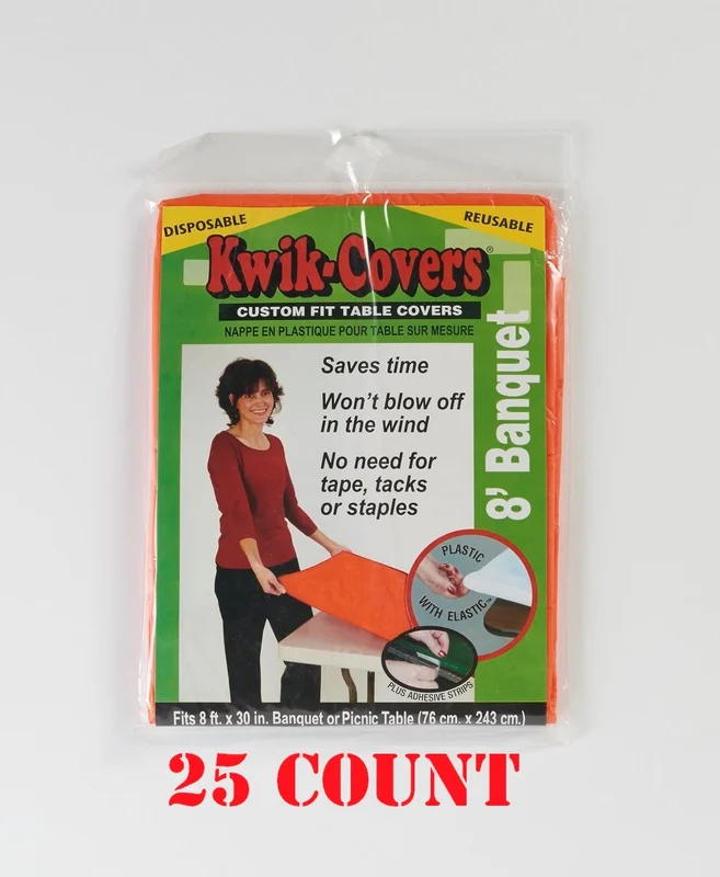 Kwik Covers 8'x30" Banquet - Individually Pkg. (25 COUNT) White