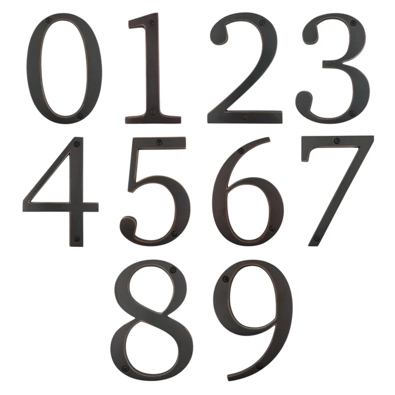 Large Bold 5 Inch Aged Bronze Metal Flush House Address Numbers, Bold Easy-to-read Font