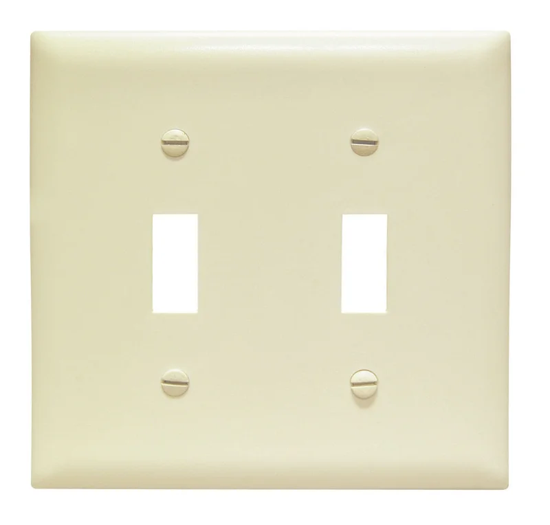 Legrand Pass & Seymour TradeMaster Jumbo 2-Gang Nylon Wall Plate, 2 Toggle Switch Openings Light Almond