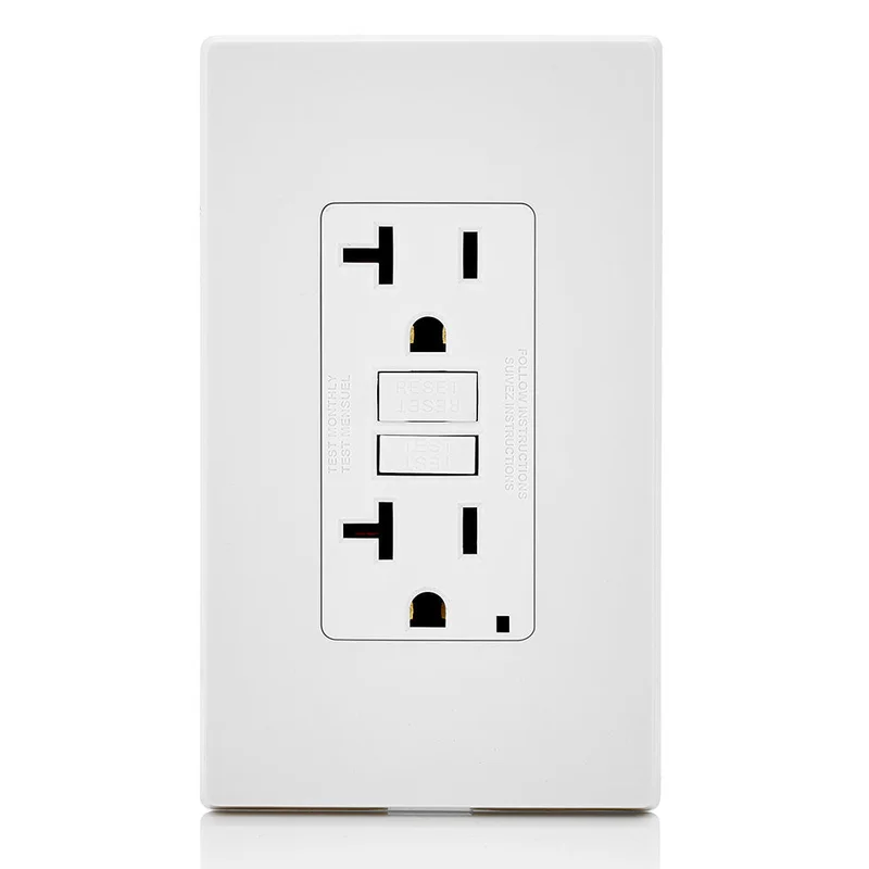 Leviton 20 Amp, 125 Volt Receptacle, 20 Amp Feed-Through, Self-test SmartlockPro Slim GFCI White