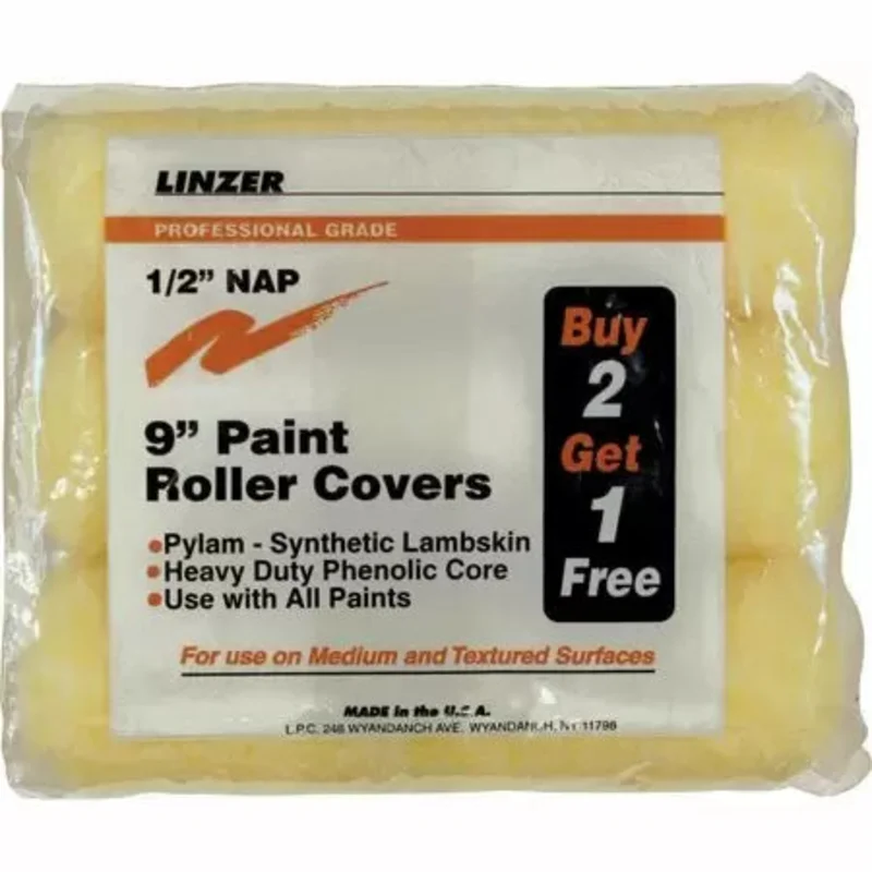 Linzer Pylam Tri-Packs Semi-Rough Roller Cover 1/2" x 9"
