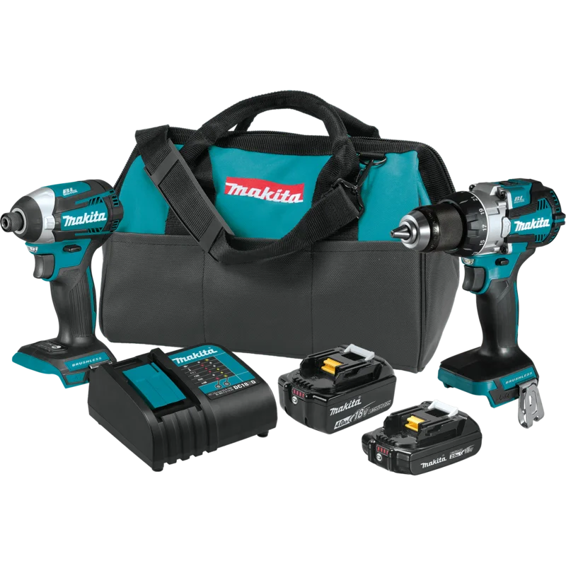 MAKITA XT296SMR 18V LXT BRUSHLESS 2PC COMBO KIT (Hammer Drill/Impact Driver 2.0AH + 4.0AH)