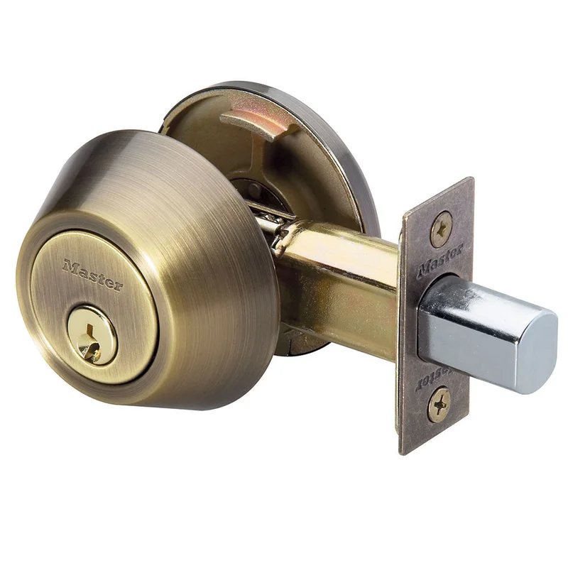 Master Lock Residential Grade 3 Door Hardware Single Cylinder Deadbolt; Antique Brass Antique Brass