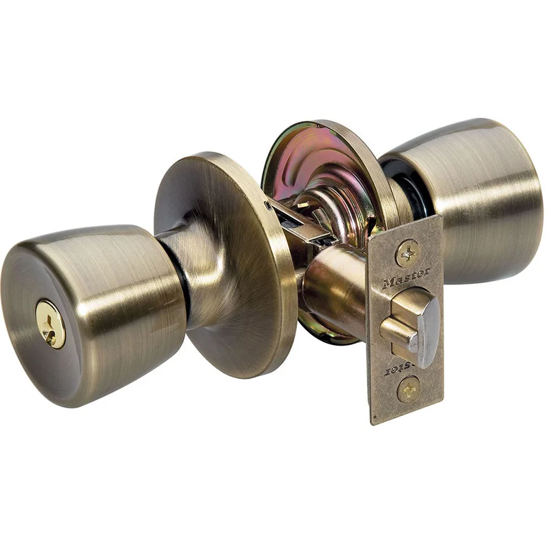 Master Lock Residential Grade 3 Door Hardware Tulip Style Knob Entry Door Lock; Antique Brass Antique Brass