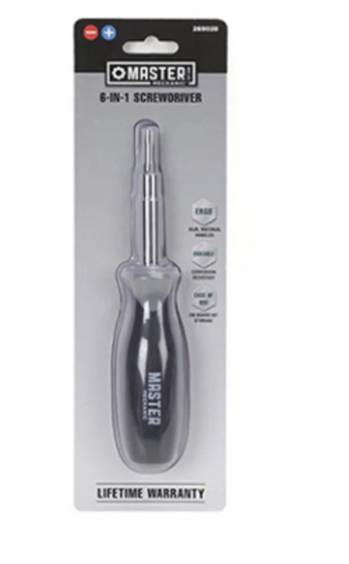 Master Mechanic 6-In-1 Screwdriver, Cushion Handle