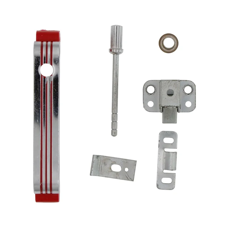 National Lock Master Chrome With Red Lines Push Button Cabinet Catch N61-6303-RD