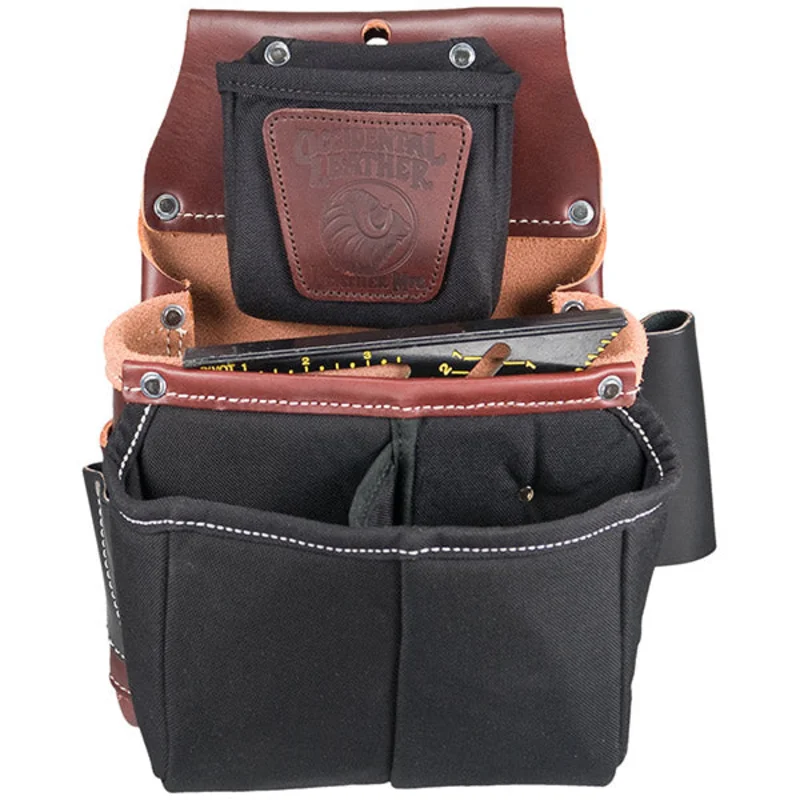 OCCIDENTAL LEATHER 5564 BELT WORN FASTENER BAG W/ DIVIDED NYLON DOUBLE BAG