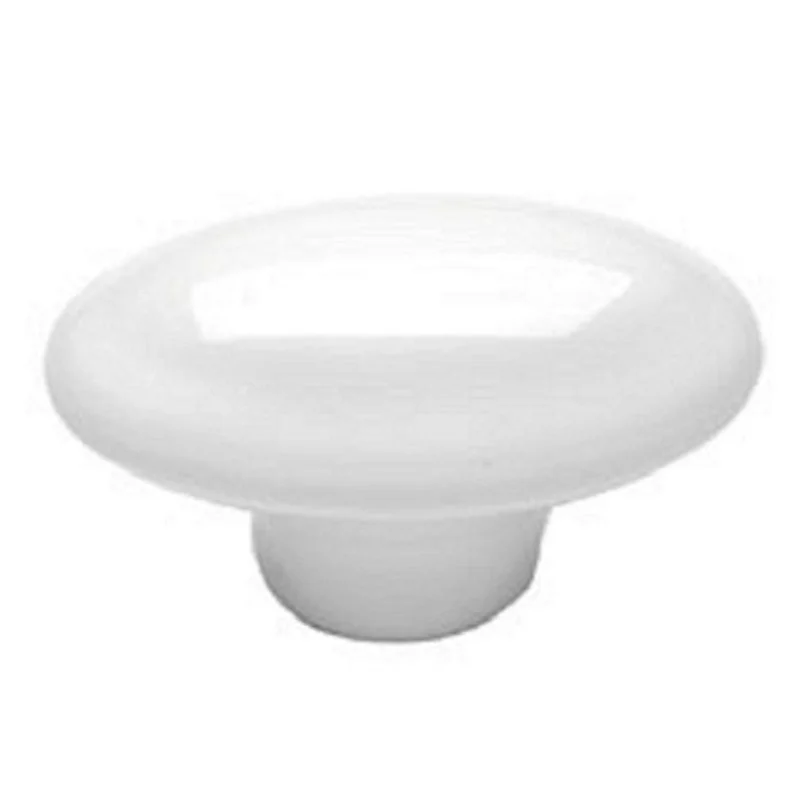 P601-W White Porcelain 1 3/4" Oval Cabinet Knob Pulls Hickory English Cozy