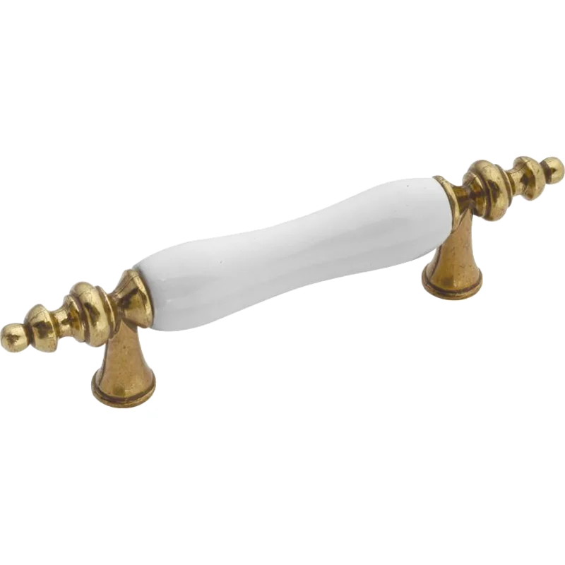P703-W Lancaster Brass, Porcelain Center 3"cc Handle Pulls Hickory Tranquility