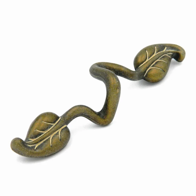 P7306-BOA Blonde Antique 3"cc Leaf Cabinet Handle Pull Belwith Touch of Spring