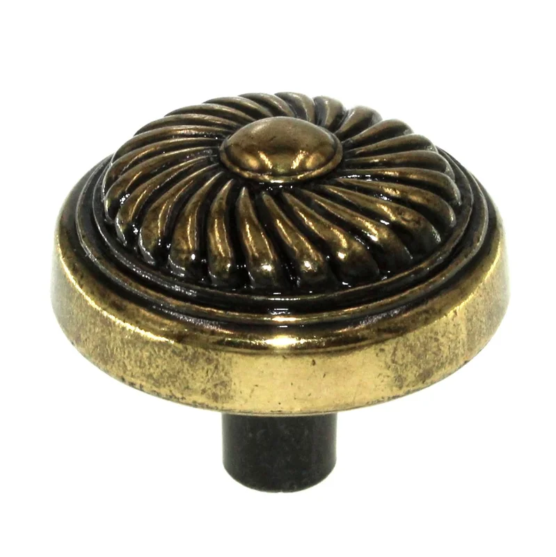 P7343-LP Lancaster Hand Polished Brass 1 1/4" Round Cabinet Knob Pulls Hickory