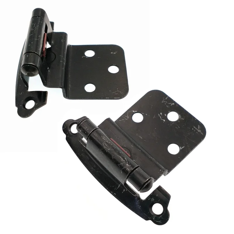 Pair 3/8" Inset Face Mount Self-Closing Hinges Black