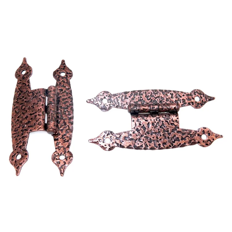 Pair Ajax Hammered Spade Tip Antique Copper 3/8" Offset "H" Hinges 920-AC