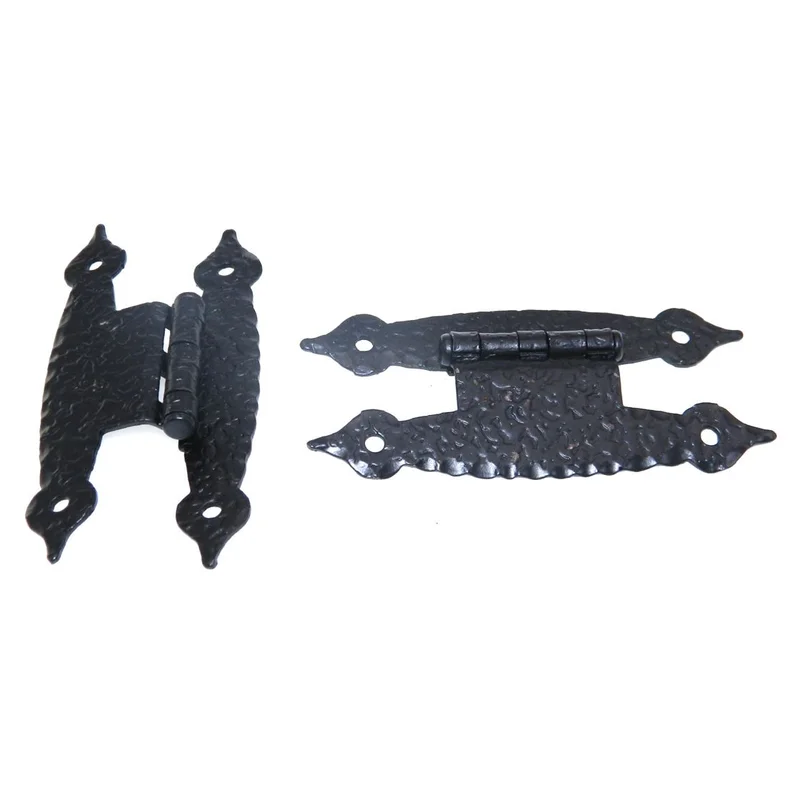 Pair Ajax Hammered Spade Tip Colonial Black 3/8" Offset "H" Hinges 920-CB