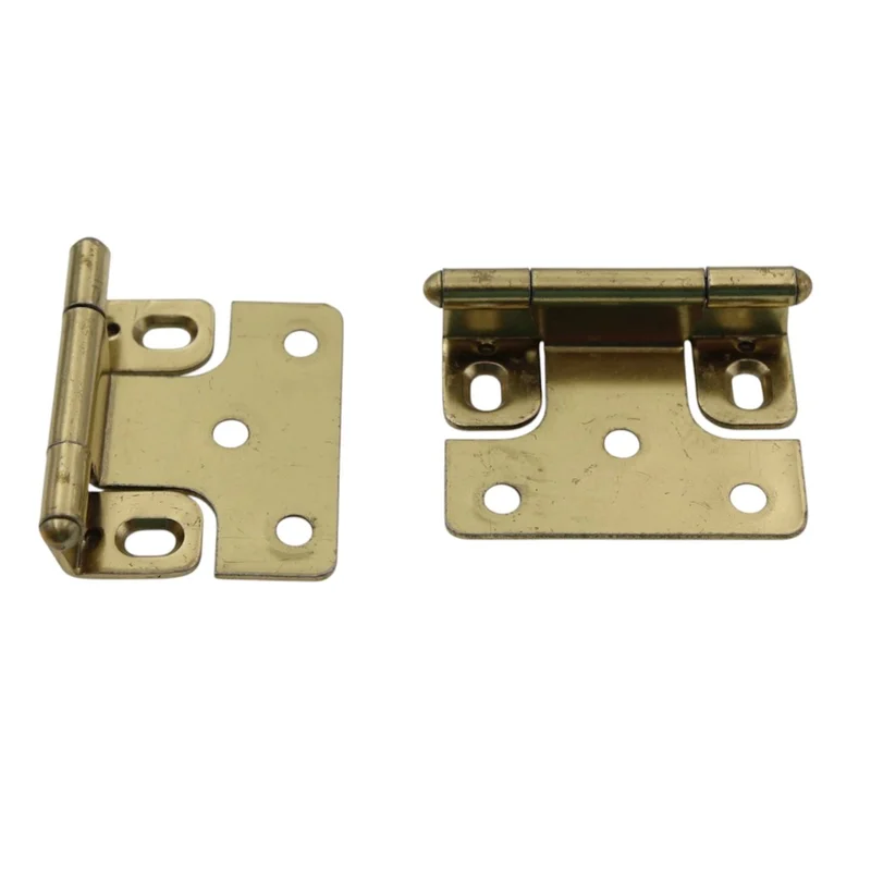 Pair Ajax Polished Brass Face Mount Variable Overlay Hinges Adjustable 576-3