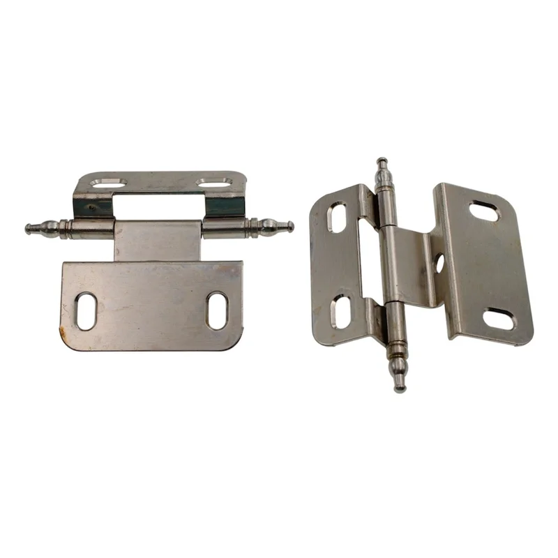 Pair Amerock 3/8" Inset Cabinet Wrap Hinge Minaret Tip Bright Nickel PK7687M-14