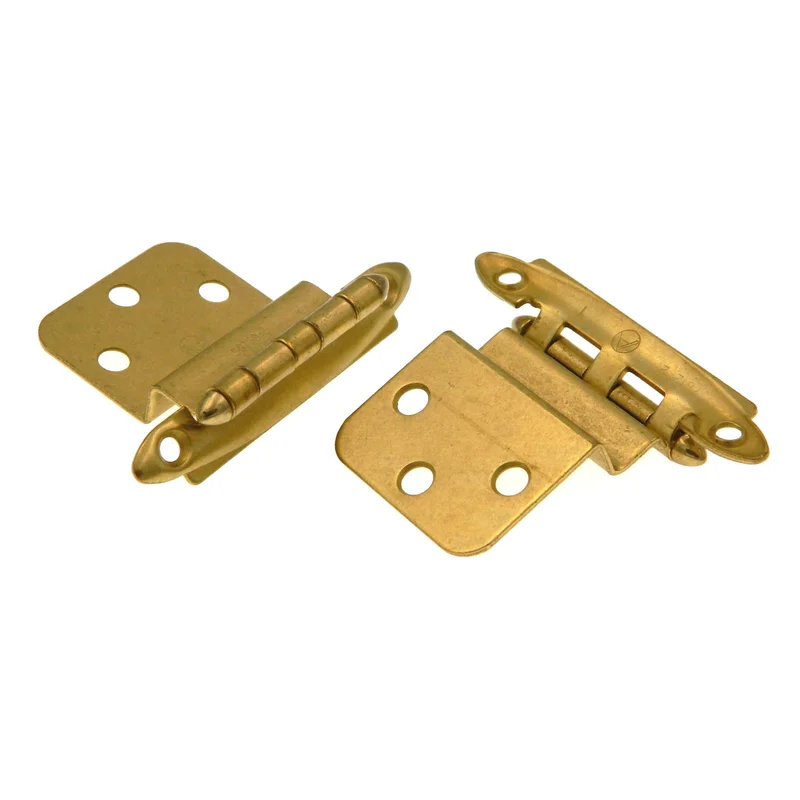 Pair Amerock 3/8" Inset Hinge Bright Brass Face Mount Free Swinging BPR34173