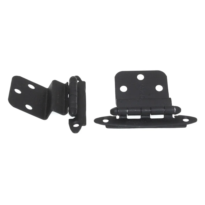 Pair Amerock 3/8" Inset Hinge Flat Black Face Mount Free Swinging BPR3417FB