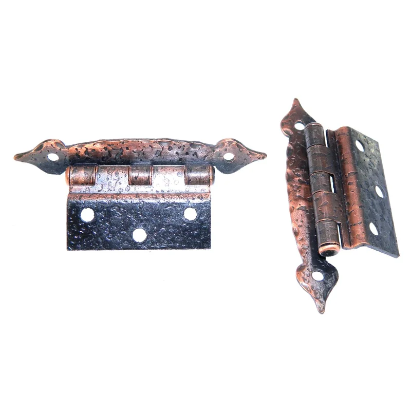 Pair Amerock Antique Copper Hammered, Spade Tip Hinges for Flush Doors BP1640-AC
