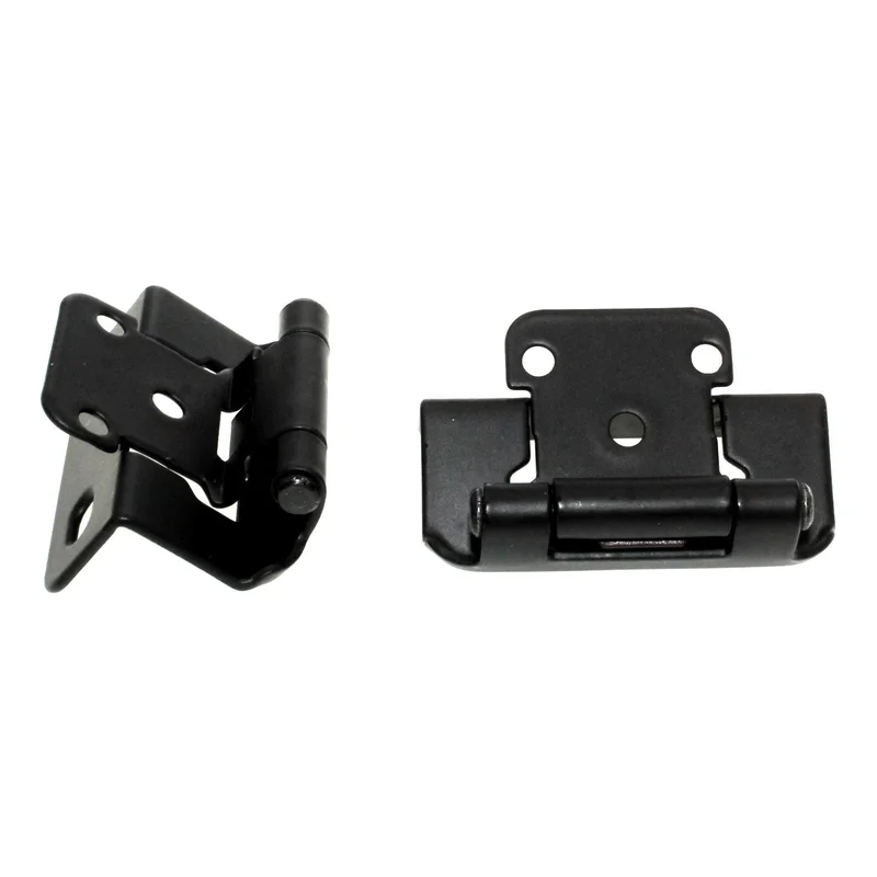 Pair Amerock BP7550-FB Replacement Hinges Black 1/2" Overlay Self-Closing Wrap