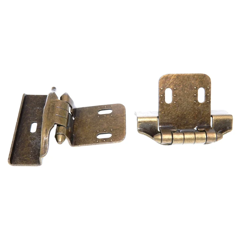 Pair Amerock Burnished Brass Full Wrap Hinges 1/4" Overlay Self-Closing BP78210-BB