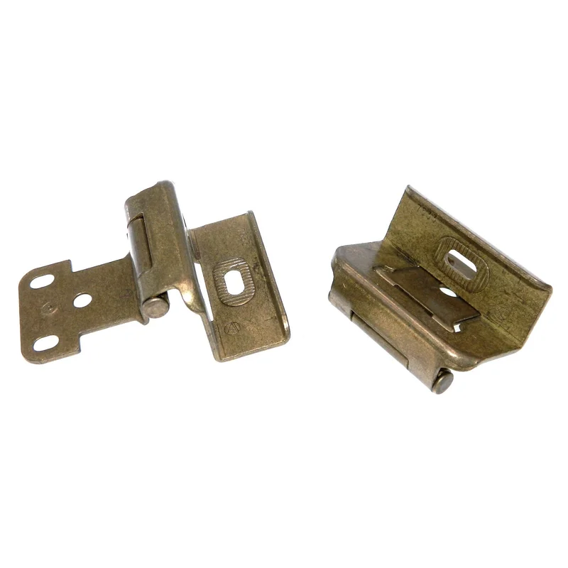 Pair Amerock Burnished Brass Full Wrap Hinges 5/8" Overlay Self-Closing BP7533-BB