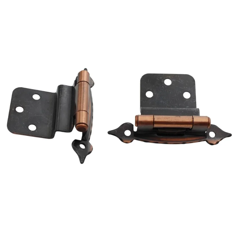 Pair Amerock Colonial Hinges 3/8" Inset Free Swinging Machine Copper BP7828-MC