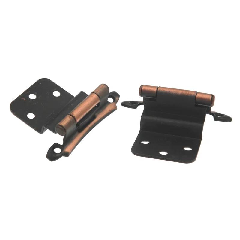 Pair Amerock Face Mount Antique Copper 3/8" Inset Hinges Self-Closing BP7928-AC