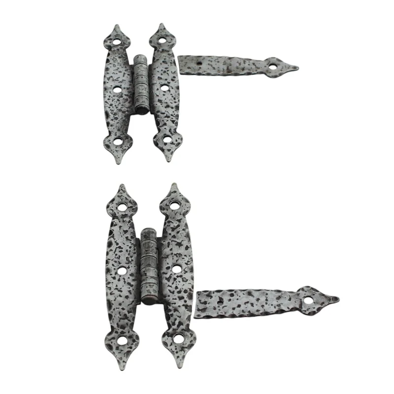 Pair Amerock "HL" Hinges Hammered Spade Tip Colonial Black Flush Door BP1618-CB