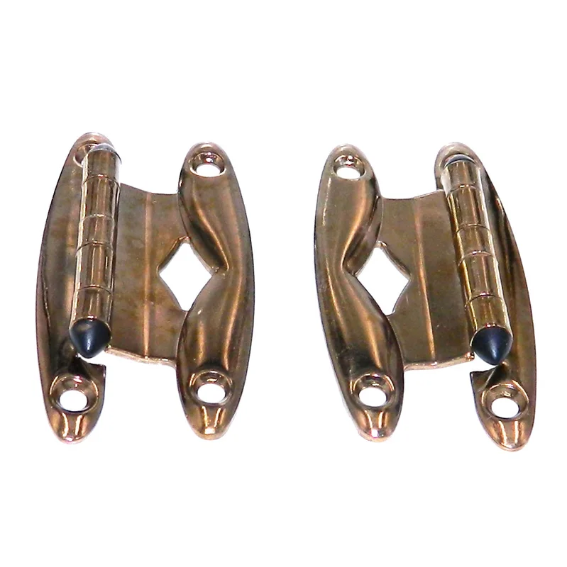 Pair Amerock Polished Brass Black Trim Flush Surface Cabinet Hinges A3040