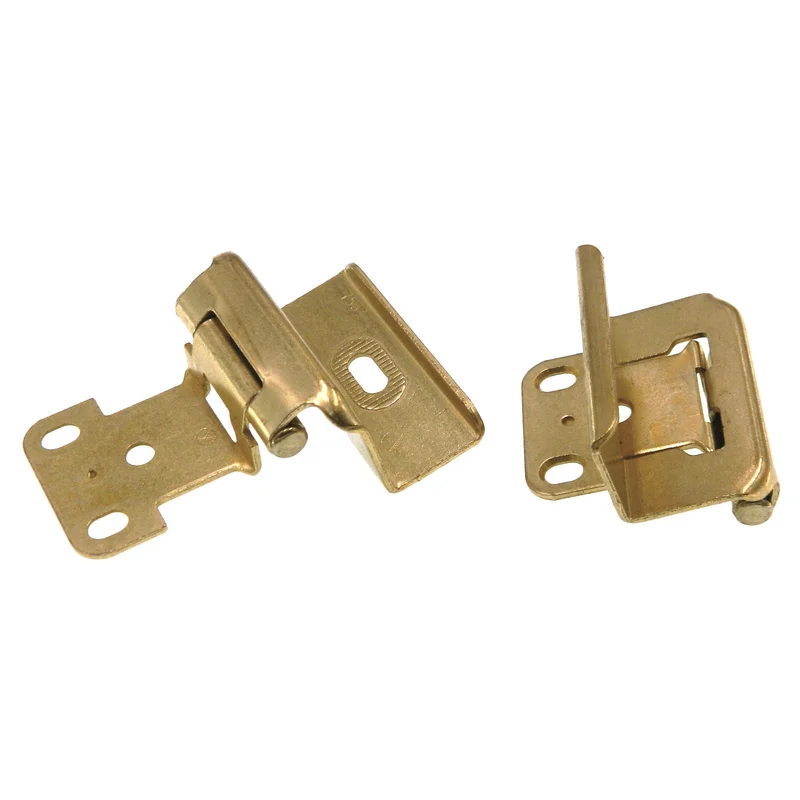 Pair Amerock Polished Brass Full Wrap Hinges 5/8" Overlay Self-Closing BP7533-3